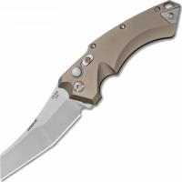 Автоматический складной нож Hogue Wharncliffe EX-A05, клинок Stonewash, сталь 154CM, рукоять пустынный алюминий купить в Сургуте