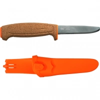 Нож с фиксированным лезвием Morakniv Floating Serrated Knife, сталь Sandvik 12C27, рукоять пробковая купить в Сургуте