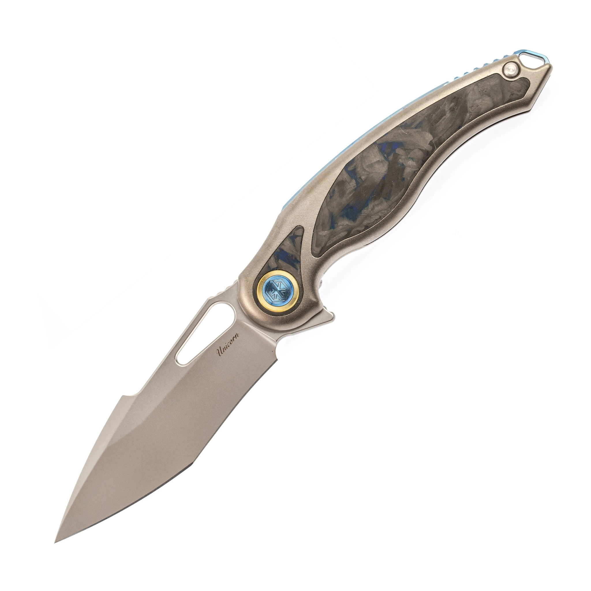 Нож складной Rikeknife Unicorn, сталь M390, Blue Carbon