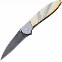 Полуавтоматический складной нож Santa Fe Kershaw Leek, дамасская сталь, рукоять сталь с накладкой из перламутра купить в Сургуте