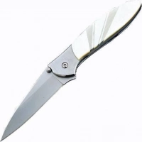 Полуавтоматический складной нож Santa Fe Kershaw Leek, сталь 14C28N, рукоять сталь с накладкой из перламутра купить в Сургуте