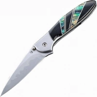 Полуавтоматический складной нож Santa Fe Kershaw Leek, сталь D2/14C28N, рукоять сталь с накладкой из зуба мамонта купить в Сургуте