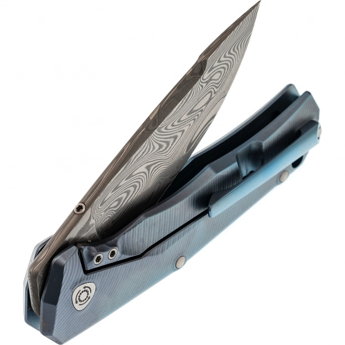 Складной нож LionSteel TRE DT BL, сталь дамаск, рукоять титан