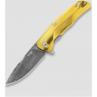 Складной нож LionSteel TRE DT GY POL GOLD, сталь дамаск, рукоять титан купить в Сургуте