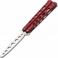 Тренировочный нож-бабочка (балисонг) Balisong Trainer, Boker Plus 01BO712, клинок из нержавеющей стали Zero-ground Plain (без заточки), рукоять стеклотекстолит G10, красный купить в Сургуте