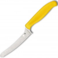 Универсальный кухонный нож Spyderco Z-Cut Serrated Offset Kitchen, сталь CTS™ — BD1 Alloy, рукоять желтый полипропилен купить в Сургуте