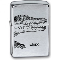 Зажигалка ZIPPO Alligator, с покрытием Brushed Chrome, латунь/сталь, серебристая, матовая, 36x12x56 купить в Сургуте