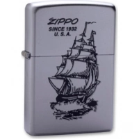 Зажигалка ZIPPO Boat-Zippo Satin Chrome, латунь с ник.-хром. покрыт., сереб., матовая, 36х56х12мм купить в Сургуте