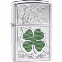 Зажигалка ZIPPO Classic «Клевер» с покрытием High Polish Chrome купить в Сургуте