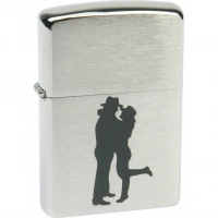 Зажигалка ZIPPO Cowboy Couple Brushed Chrome, латунь, ник.-хром. покр., серебр., матов., 36х56х12 мм купить в Сургуте