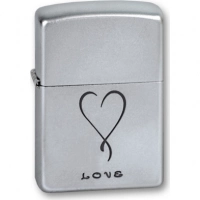 Зажигалка ZIPPO Love Satin Chrome, латунь с никеле-хромовым покрыт., серебр., матовая, 36х56х12 мм купить в Сургуте